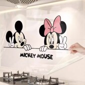 米奇米妮厨房防油烟贴膜耐高温油烟机灶台用墙面自粘贴纸防水壁纸