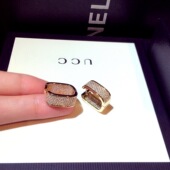 时尚 简约高级感满钻几何方形耳扣ins复古港风气质耳钉耳环耳饰品