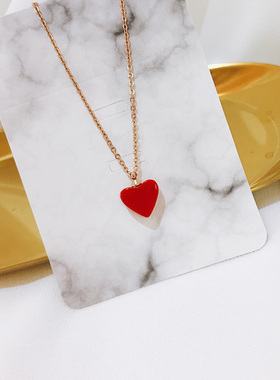 日本小红心包金软妹风钛钢锁骨链