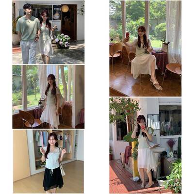 山山屿你【漫纱少女】微胖韩系半身裙垂感显瘦纱纱不规则裙摆中裙