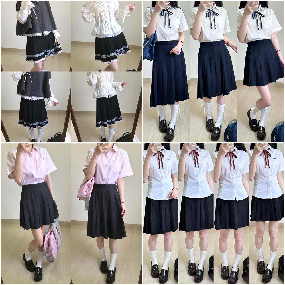 纯色格裙/川岛私立jk制服裙长裙校供感格裙半身裙高腰百褶裙学院