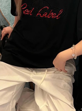 西太后土星刺绣短袖小众潮上衣女圆领休闲纯棉印花美式限定t恤男