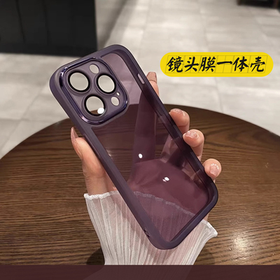 ins简约小众暗紫色适用一加15T手机壳13T/12/11自带镜头膜Tubro6V透明软硅胶Ace6T高级感Ace2/3/5Pro全包防摔