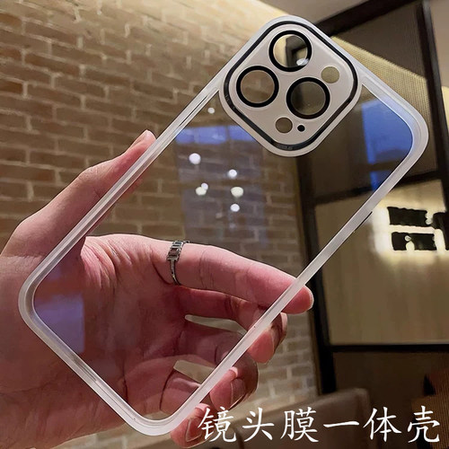 ins极简高级感自带镜头膜适用红米K100ProMax手机壳K90/K80防摔K70Ultra透明网红Note17男女13/14/15Pro+硅胶