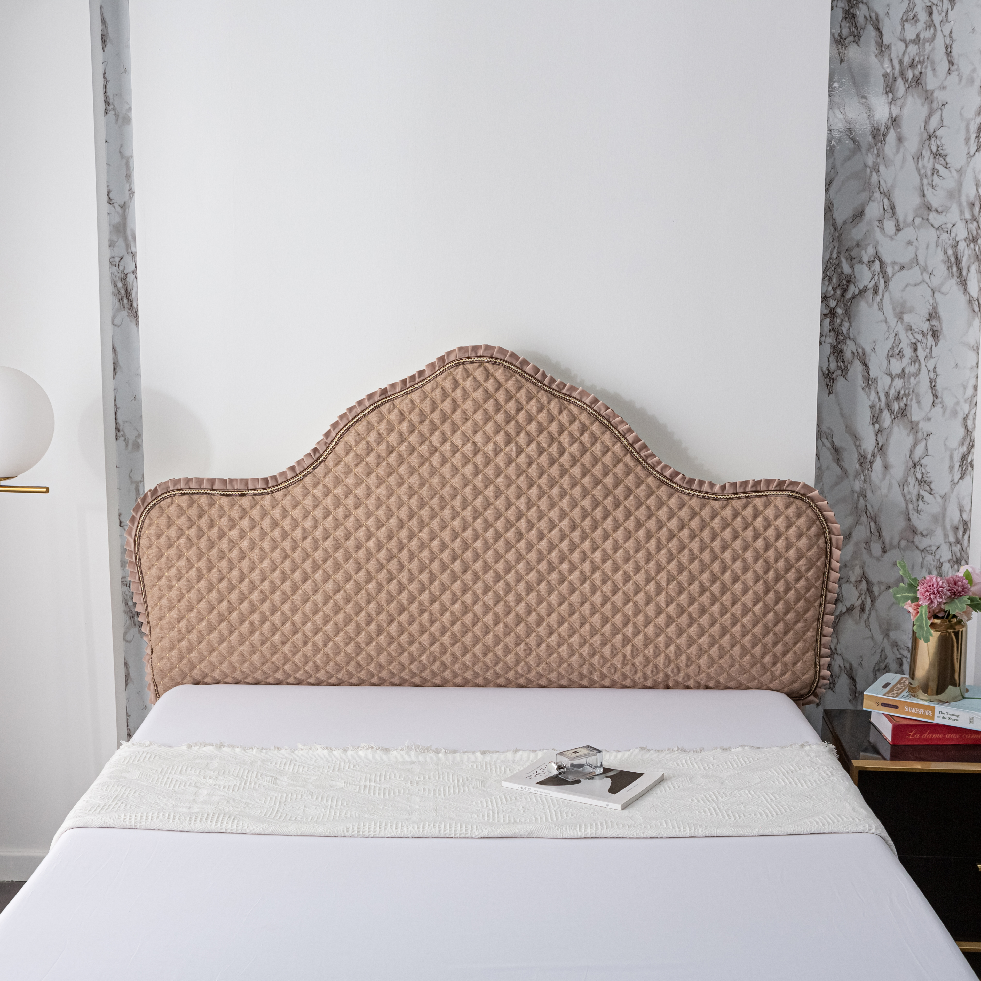 定制床头罩套雪尼尔全包仿麻布