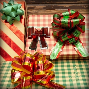 圣诞节蝴蝶结拉花耶诞圣诞树星星花礼品花礼物盒包装 饰花生日 手装