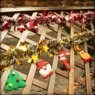 B圣诞节彩条毛条拉条耶诞节橱窗门头餐厅咖啡厅面包店铺装 饰布置