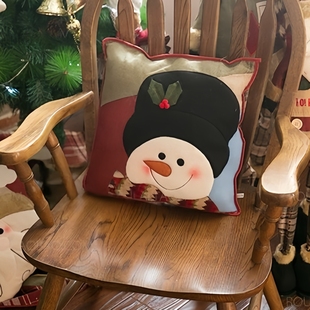 圣诞节抱枕靠垫耶诞节面包西餐咖啡厅店铺装 饰摆件餐厅老人雪人