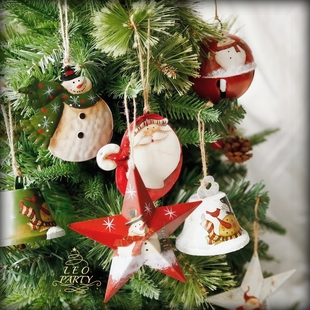 圣诞节铁艺挂件耶诞雪人铃铛五角星餐厅咖啡面包店铺美陈装 饰挂饰