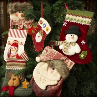 圣诞节袜子礼物袋雪人老人鹿树装 饰挂饰圣诞袜挂件糖果袋耶诞节