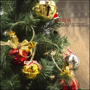 圣诞节金属风铃铛耶诞节挂件圣诞树挂饰装 饰响铃当金银色红色挂铃