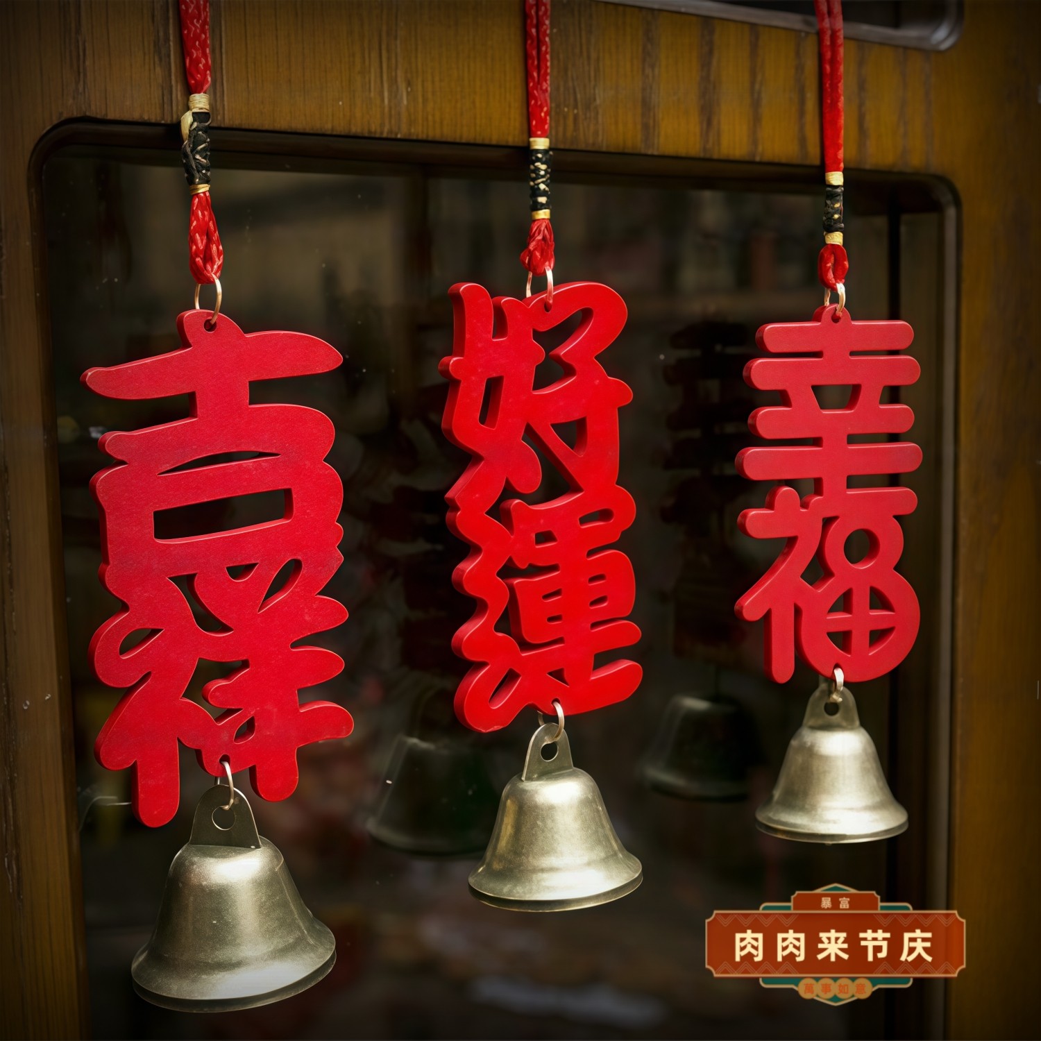 新年吉祥木铃铛小挂件 祈福开运吉祥挂件小饰品 新春节装饰挂饰,节庆用品/礼品,挂饰/生肖挂饰,淘宝优惠券,粉丝福利购,淘宝优惠卷