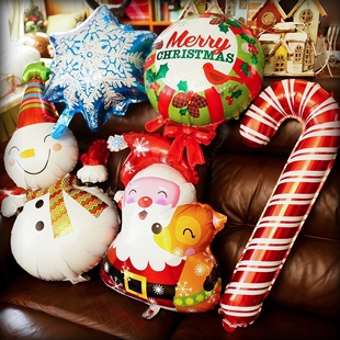 圣诞节气球铝耶诞膜铝箔气球装 饰面包店铺西餐咖啡厅充气派对布置