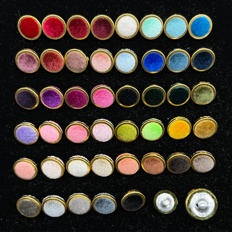 金圈包圈扣韩国金丝绒包布纽扣植绒大衣扣黑色红色纽扣银边布扣子