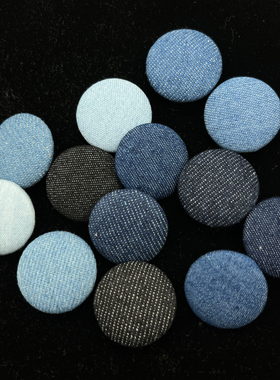 【1颗】普通扣牛仔衣专用扣子纯棉布扣子复古圆形黑蓝色包布纽扣