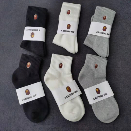 日本猿人袜子加厚毛巾底中筒男女运动袜高筒刺绣篮球袜潮袜滑板
