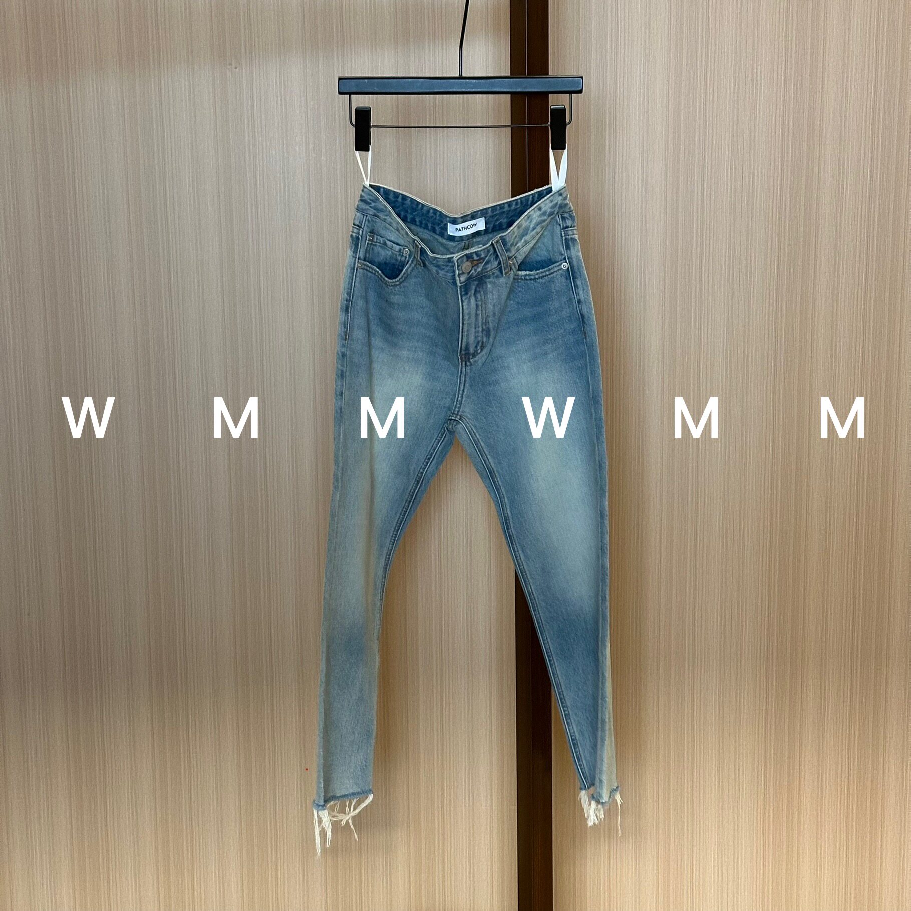 WMM岗山面料浅蓝毛边小脚牛仔裤女新款休闲百搭韩时尚舒适显瘦