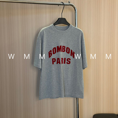 WMM红植绒字母短袖T恤大版型女士时尚百搭宽松休闲大板型上衣