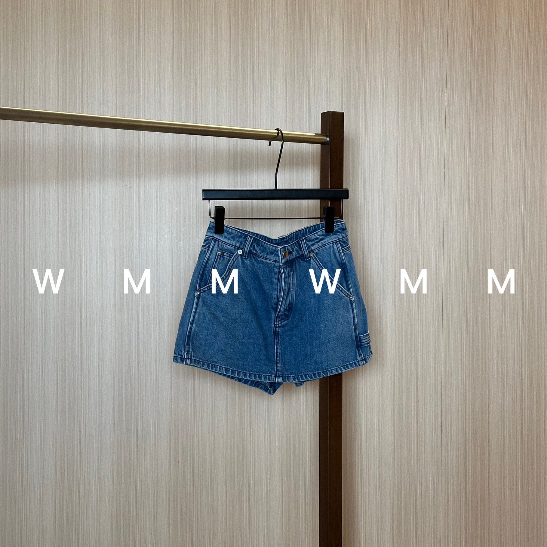 WMM高腰牛仔半身裙A字修身显瘦拼色女新款百搭时尚复古气质半裙裤