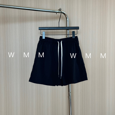 WMM磨白藏青抽绳松紧腰短裤女夏季新款休闲舒适百搭运动纯色裤子