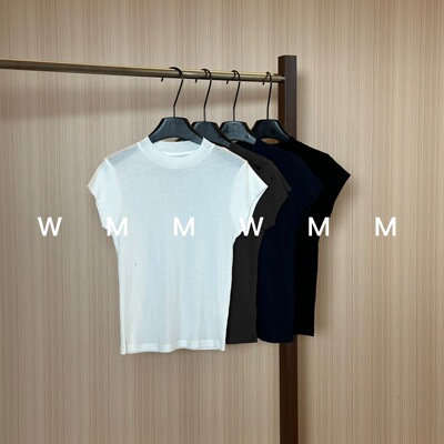 WMM坎肩短袖半高领短袖修身显瘦打底T恤女新款时尚百搭休闲显瘦韩