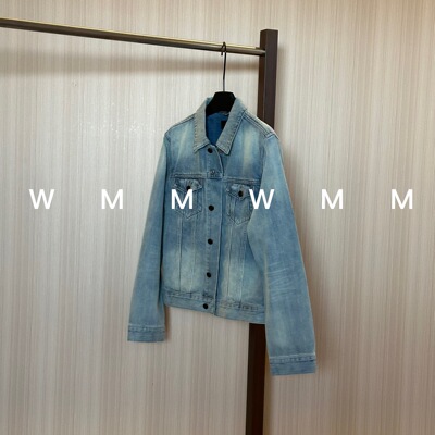 WMM浅蓝色韩版潮流复古休闲百搭牛仔夹克女水洗做旧设计韩系外套