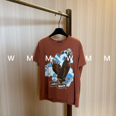 WMM自留橘色印花圆领短袖T恤女新款休闲百搭韩版时尚舒适显瘦上衣