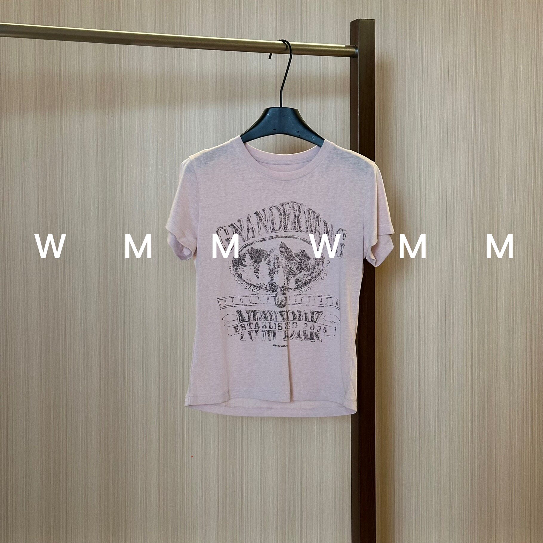 WMM粉色水洗做旧短袖T恤女休闲百搭韩时尚气质舒适显瘦上衣T恤韩