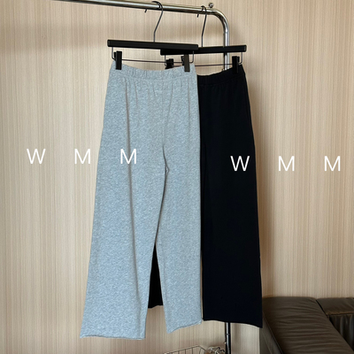 WMM宽松版休闲松紧腰九分运动裤女士百搭时尚新款灰色显瘦裤子