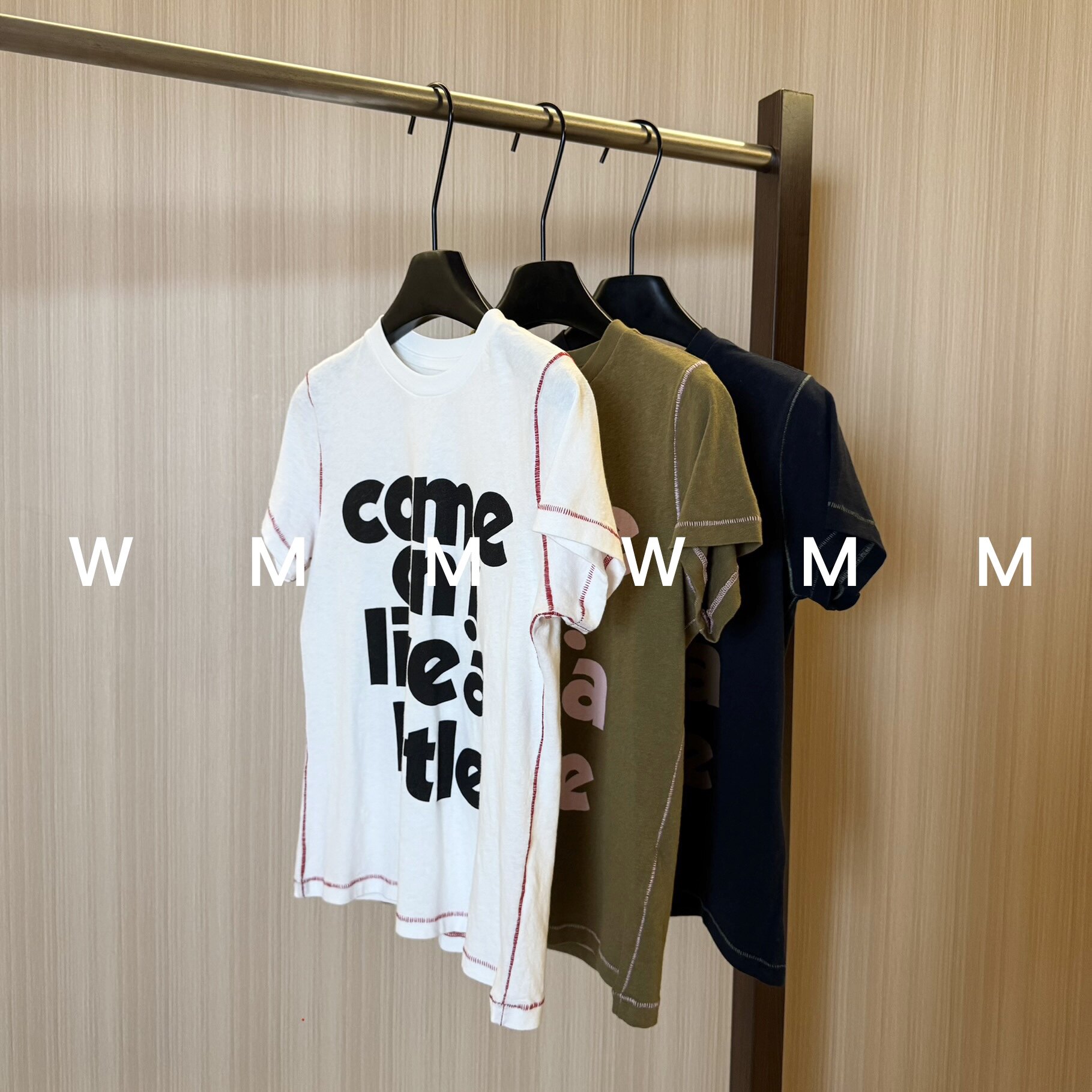 WMM撞色边边字母圆领短袖T恤女夏季新款百搭时尚休闲设计韩上衣