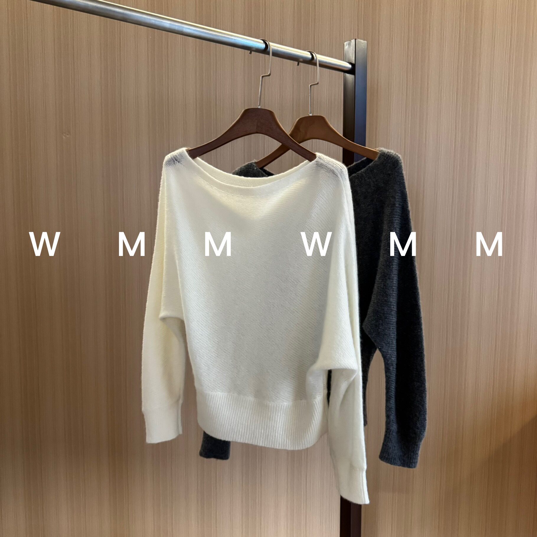 WMM一字领蝙蝠袖羊毛羊绒针织衫女新款休闲百搭时尚舒适简约气质