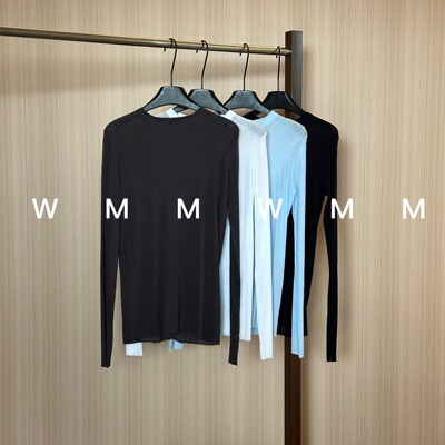 WMM强捻纱长绒棉简约叠穿神奇百搭圆领长袖打底衫女四季时尚内搭