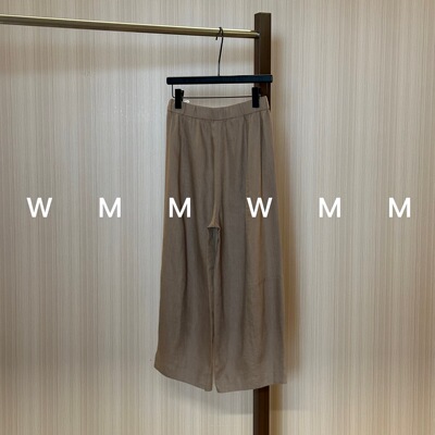 WMM亚麻阔腿裤女休闲百搭韩时尚气质舒适显瘦松紧腰裤子透气凉感