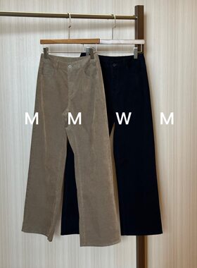 WMM卡其色灯芯绒休闲裤女新款休闲百搭时尚舒适显瘦简约直筒长裤