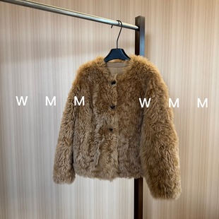 WMM小肉橘托斯卡纳外套毛毛女圆领短款小香风气质轻奢秋冬百搭