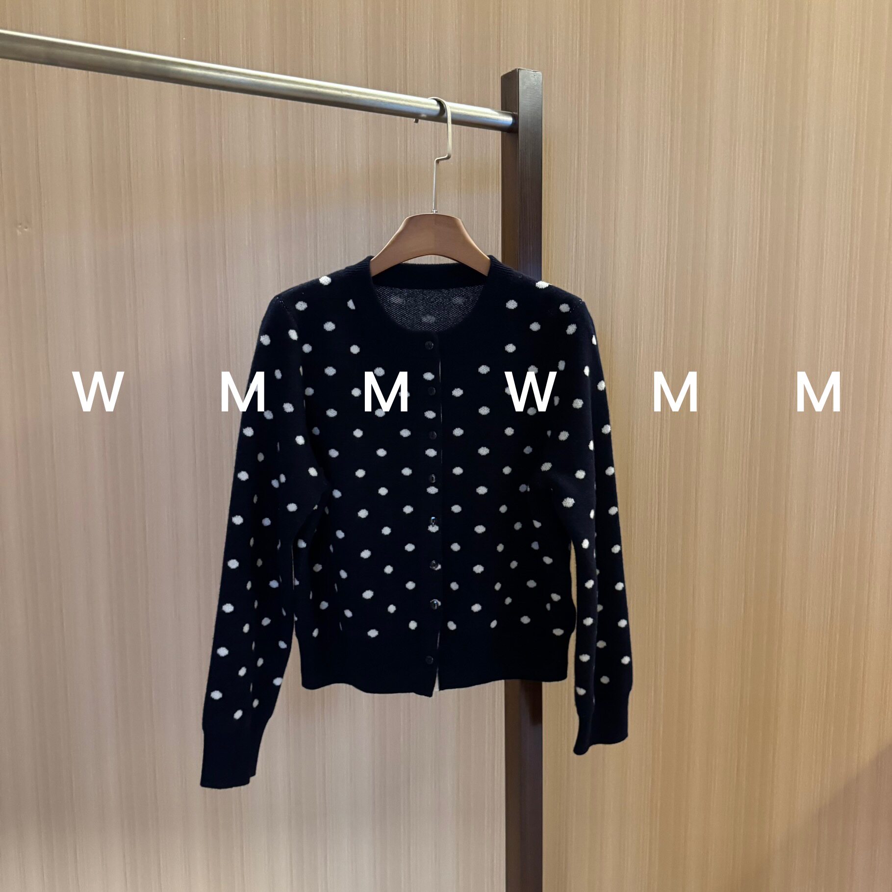 WMM法式波点羊毛针织开衫毛衣外套女秋冬新款小众极简韩气质保暖
