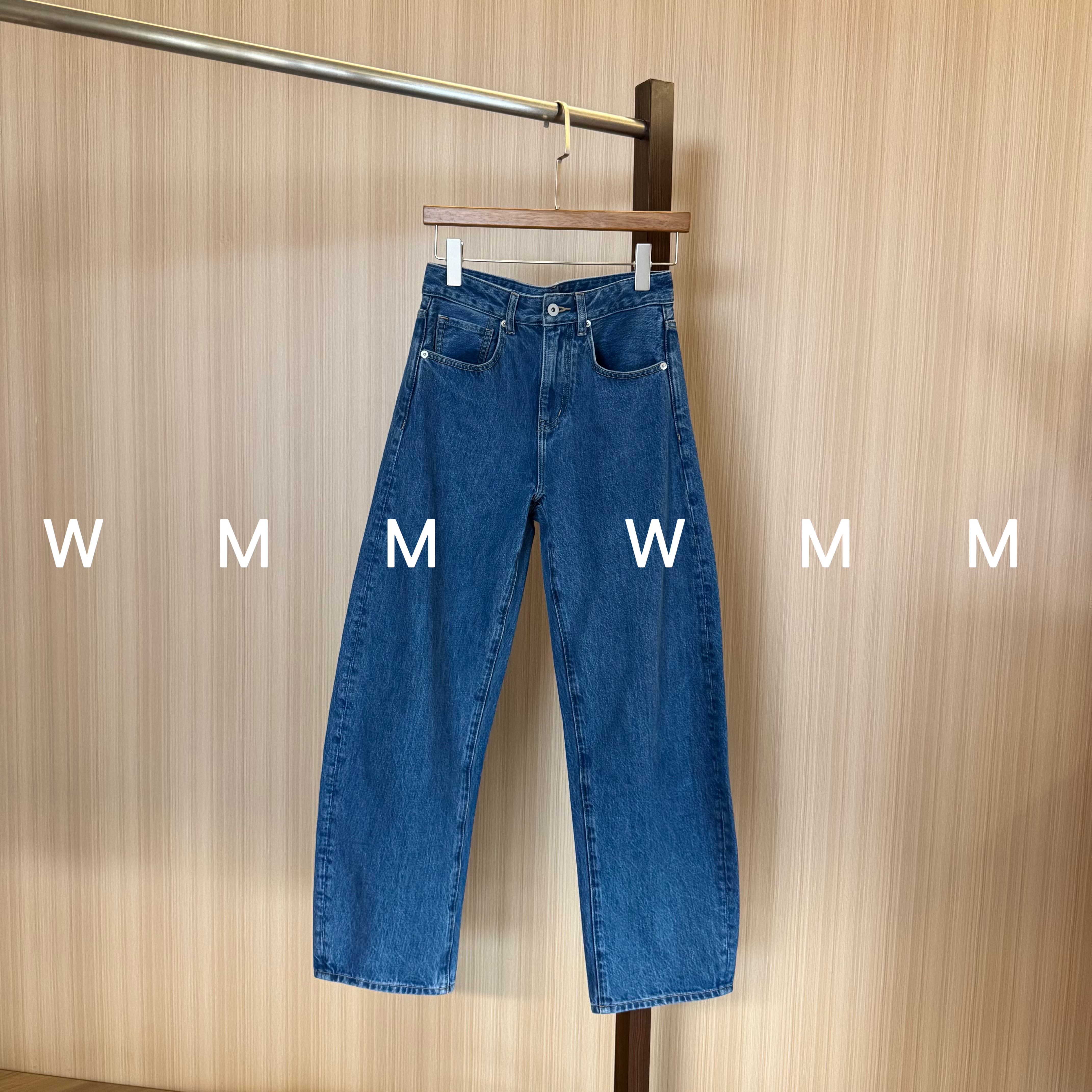 WMM自留高街复古蓝经典美国康龙水洗牛仔裤女新款阔腿裤宽松百搭