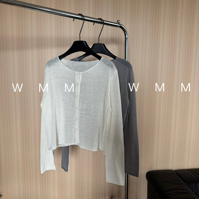 WMM常规袖长袖圆领空调针织开衫针织衫短款夏季休闲女装宽松上衣