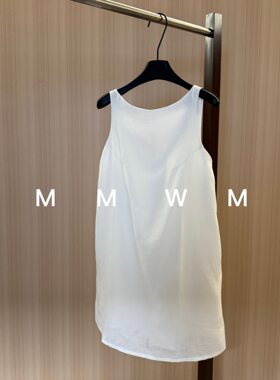 WMM进口诺曼底亚麻白色露背吊带连衣裙女新款休闲百搭时尚气质