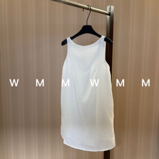 WMM进口诺曼底亚麻白色露背吊带连衣裙女新款休闲百搭时尚气质