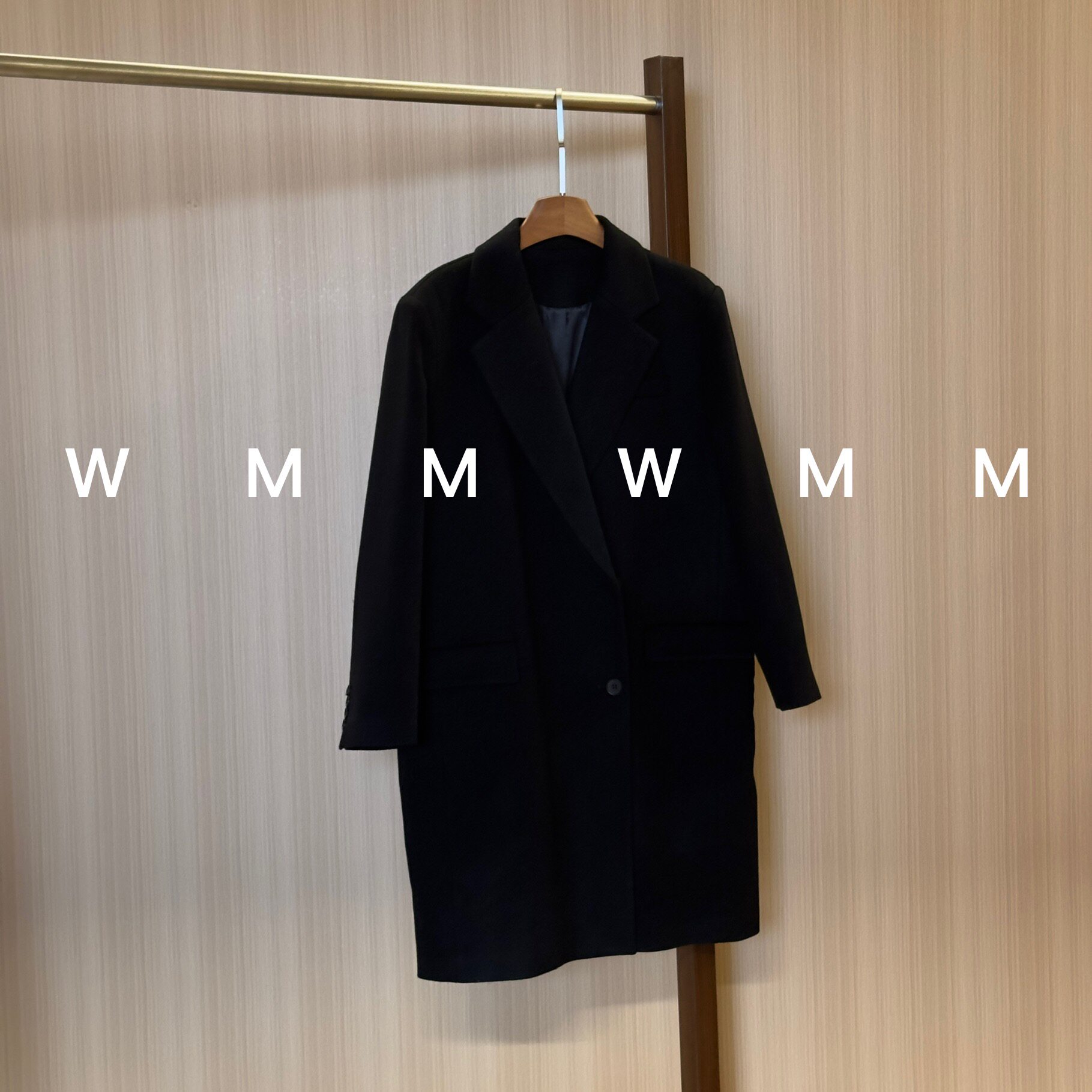WMM极简经典双排扣黑色羊毛大衣外套女新款休闲百搭时尚舒适气质
