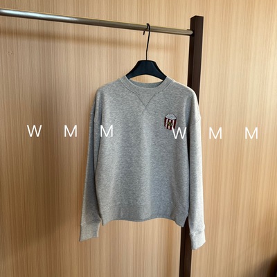 WMM薯条高级灰自留长袖圆领宽松运动卫衣女百搭休闲秋季简约新款