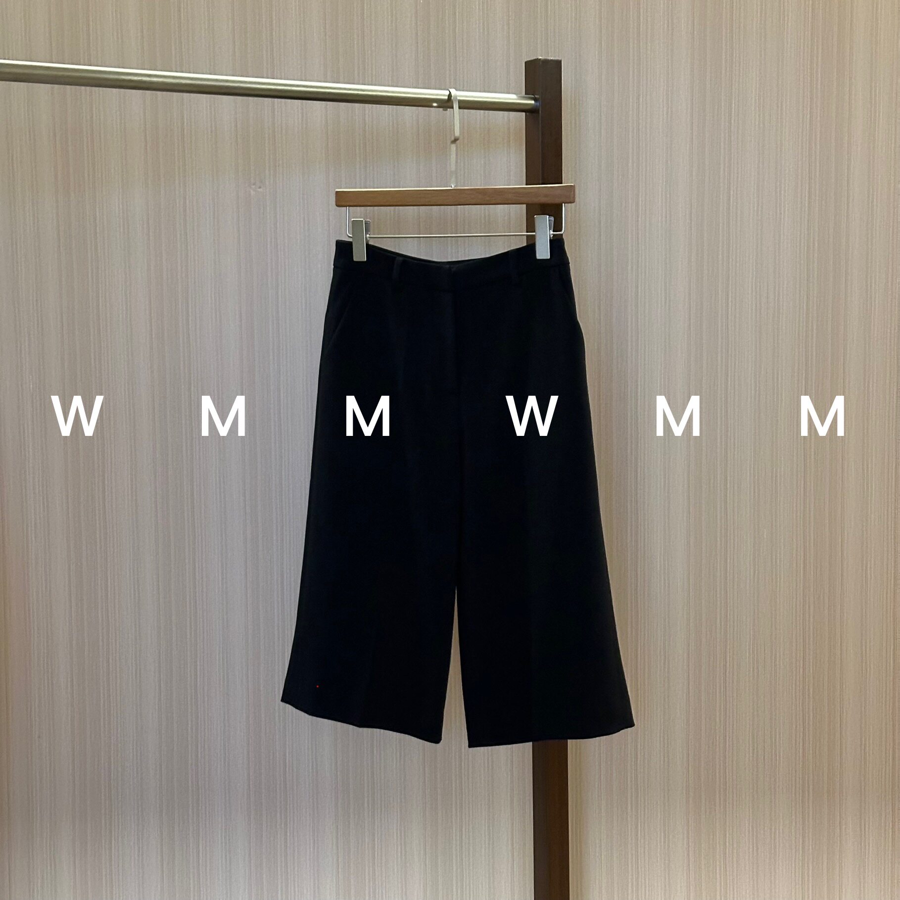 WMM黑色羊毛阔腿裤女新款休闲百搭时尚舒适简约显瘦休闲七分裤