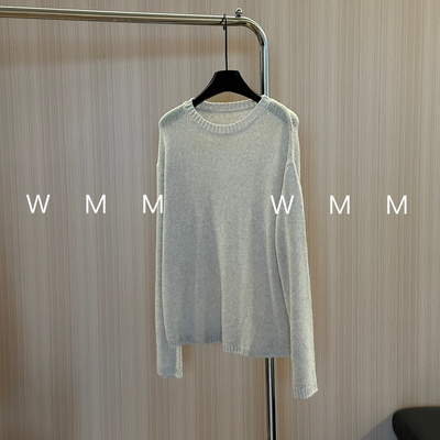 WMM温柔镂空长袖圆领针织衫套头女士百搭新款宽松时尚休闲上衣