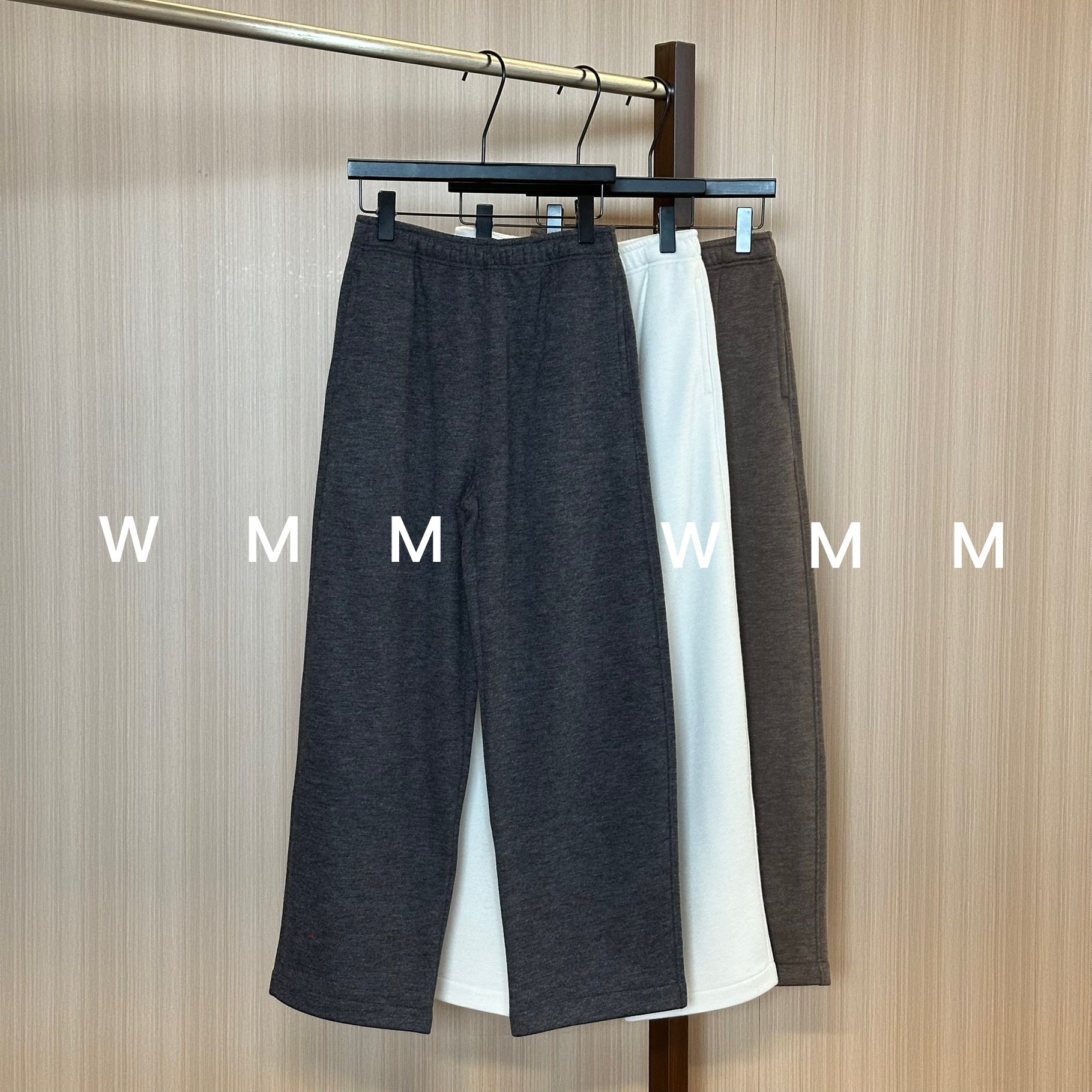 WMM松紧腰休闲长裤加厚女秋冬新款百搭显瘦宽松纯色保暖阔腿裤韩