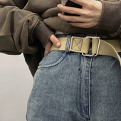 帆布腰带ins男女双环扣年轻人皮带学生个性 休闲潮 裤 百搭裤 带工装