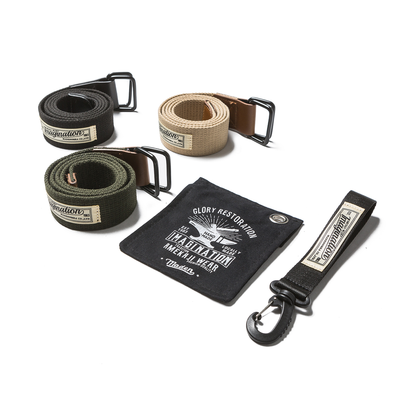 马登日系复古双环尼龙帆布裤腰带