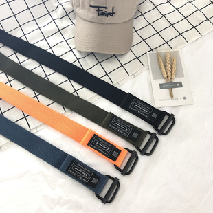 日系潮牌余文乐同款工装裤帆布腰带男女ins嘻哈裤带韩版加长皮带