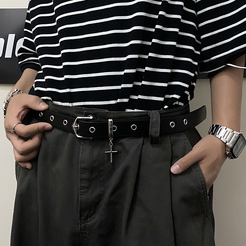 免打孔无孔皮带男潮ins百搭腰带女装饰夏韩版复古嘻哈个性裤带潮