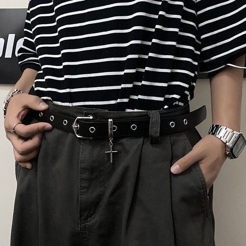 嘻哈免打孔裤带韩版复古懒人皮带